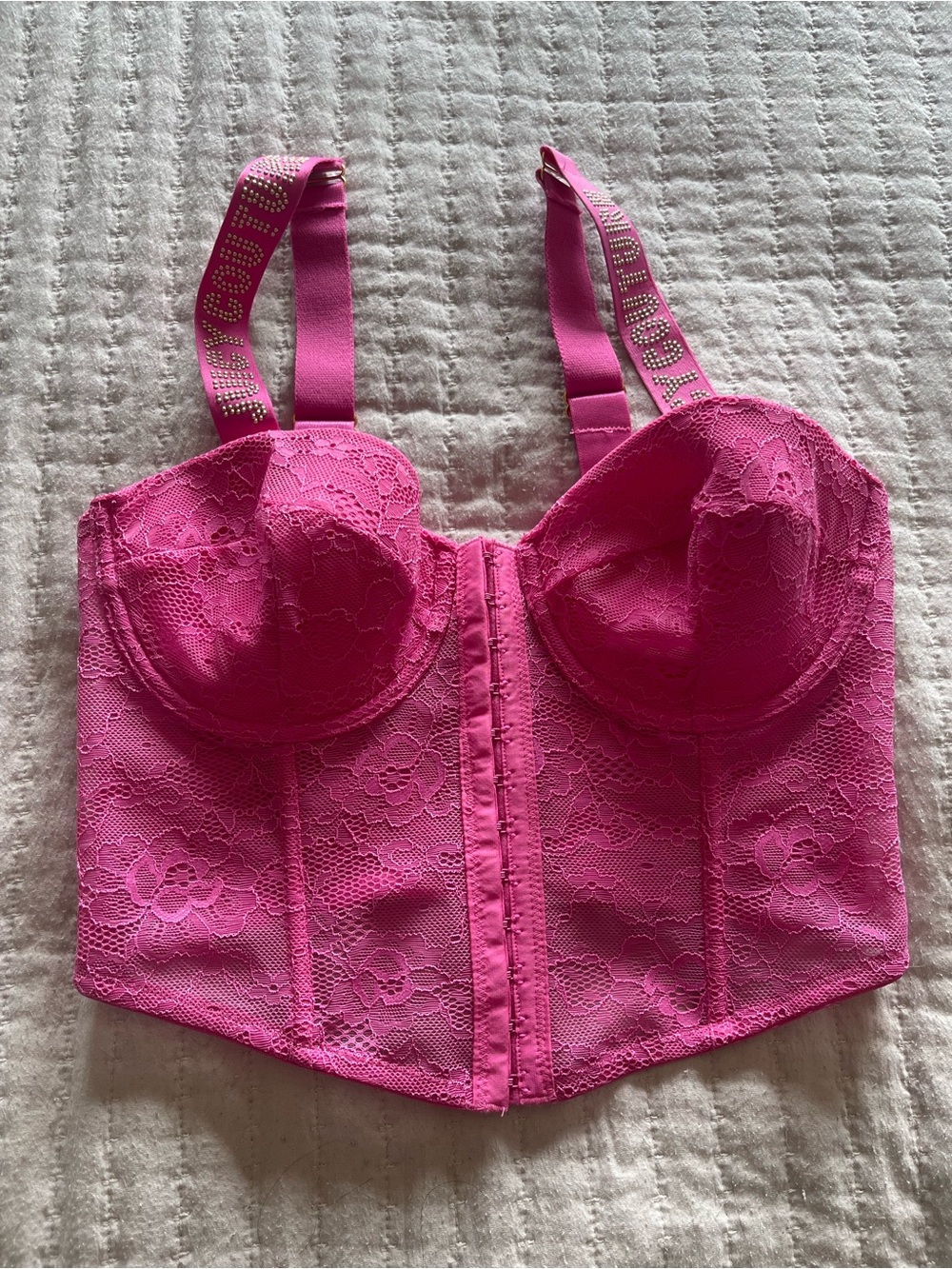 Juicy Couture - Intimates Hot Pink Lace Longline Bustier with Balconette Cups